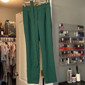 Green paper bag pants